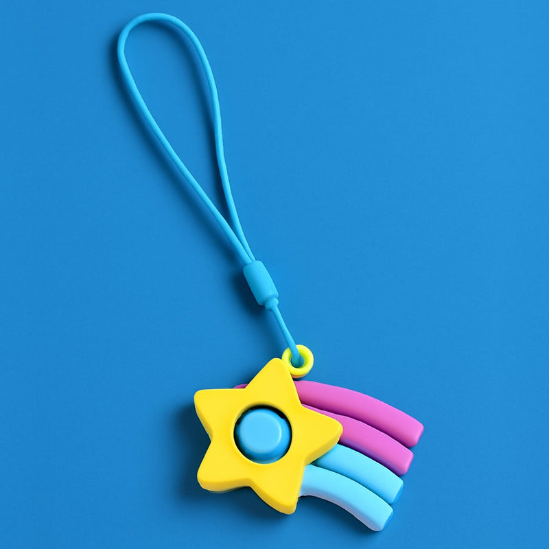 Stress Relief Silicone Push Fidget Toy Keychain for Kids (1 Pc)