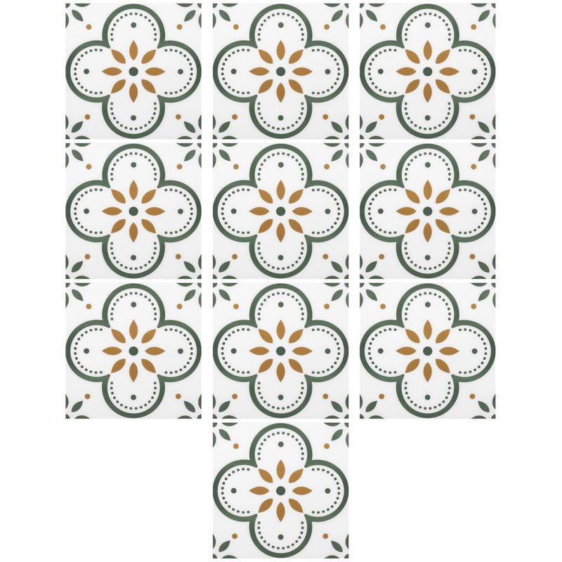 Peel & Stick 8×8 Inch Floor Tiles for Kitchen & Bathroom (10 Pc Set)