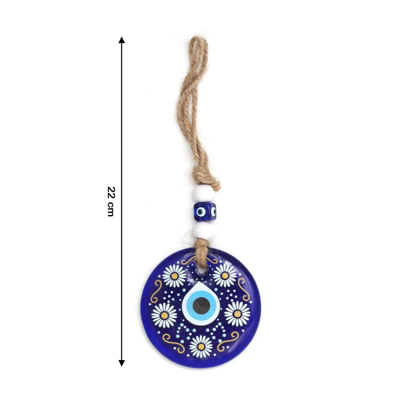 Decorative Evil Eye Wall Hanging Nazar Protector Charm with Beads, Wind Chime (1 Pc)