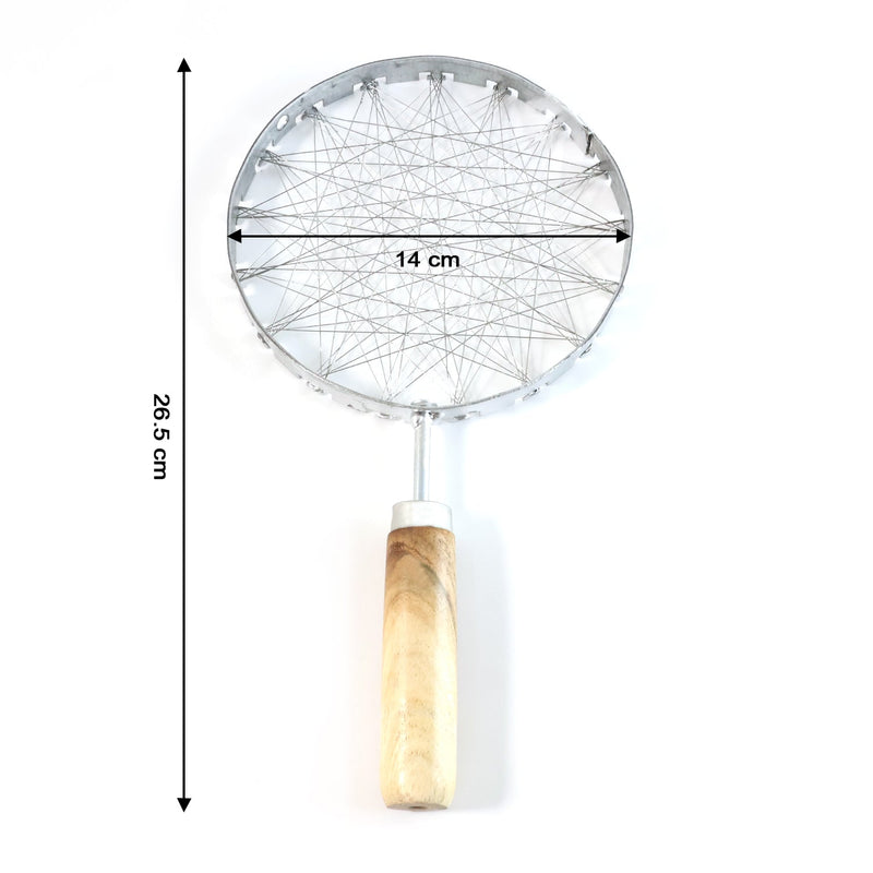 Stainless Steel Wire Skimmer with Wooden Handle (1 Pc)