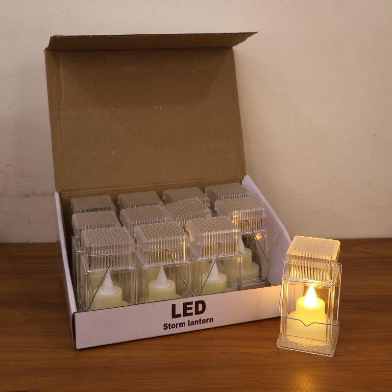 Set of 12 LED Storm Lantern Decorative Lights