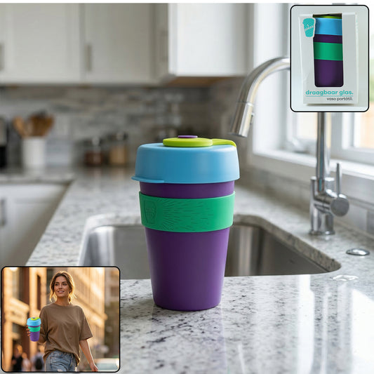 Reusable Colorful Travel Mug With Secure Silicone Lid (1 Pc 400 Ml)