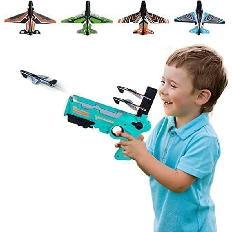 Airplane Launcher Gun Toy With Foam Glider Planes (5 Plane Include)