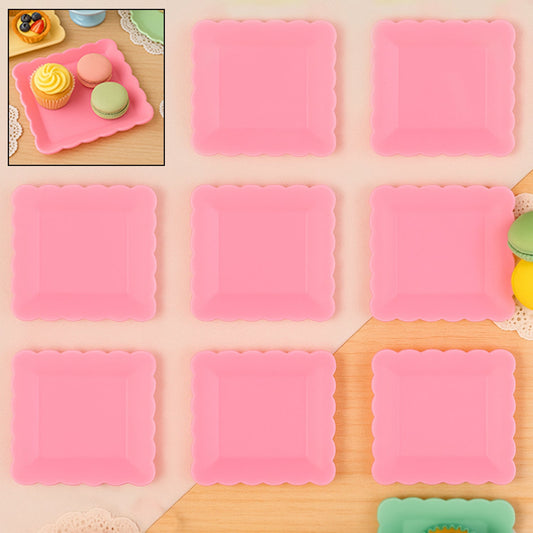 Square Plastic Dinner Plate Snacks Breakfast Serving Trays Home School  8 Pc Set