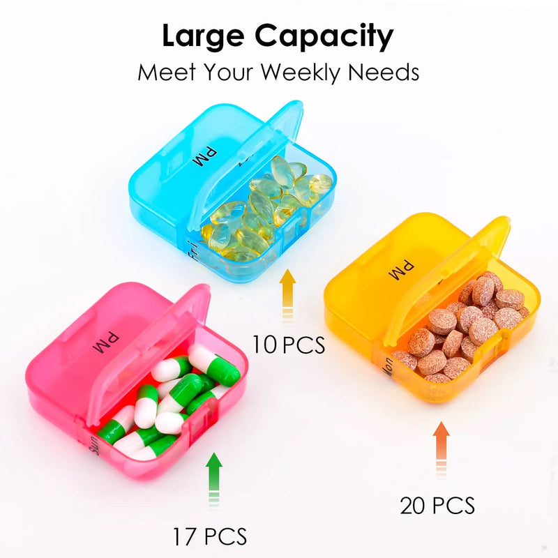 Weekly 7 Day Rainbow Color Pill Organizer Box