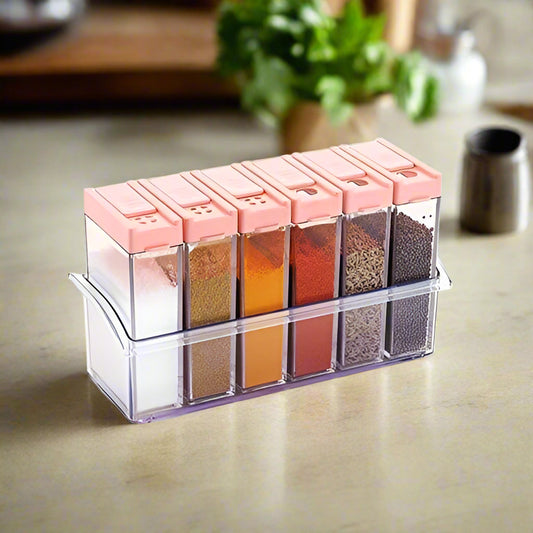 Plastic Spice Jars (6 Pcs / 14x22x8cm / Multicolour)