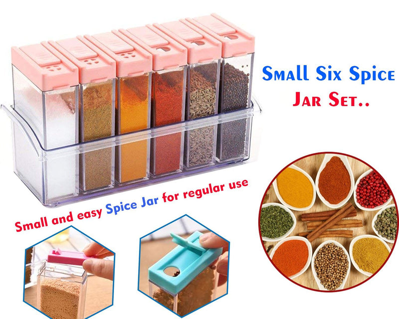 Plastic Spice Jars (6 Pcs / 14x22x8cm / Multicolour)