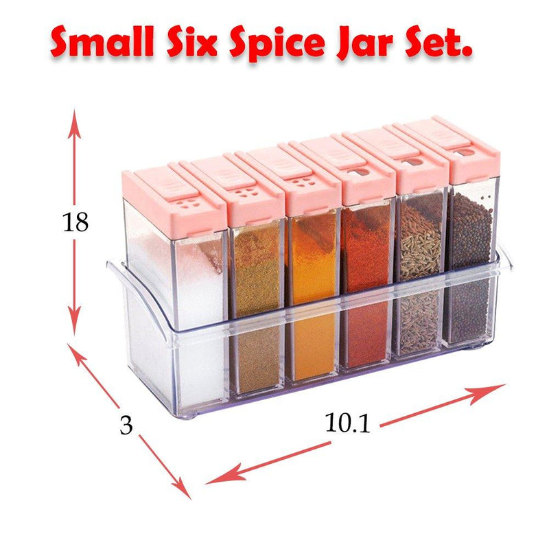 Plastic Spice Jars (6 Pcs / 14x22x8cm / Multicolour)