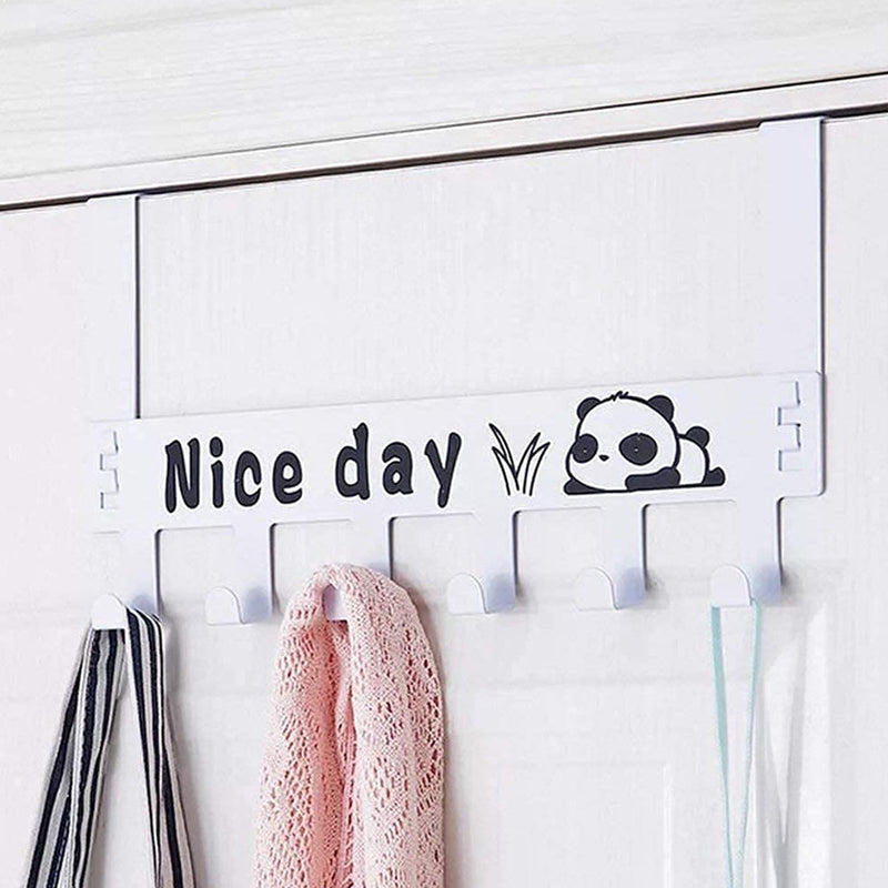 Heavy-Duty Carbon Steel Door Hook Hanger Rack (1 pc / 6 Hook / White)