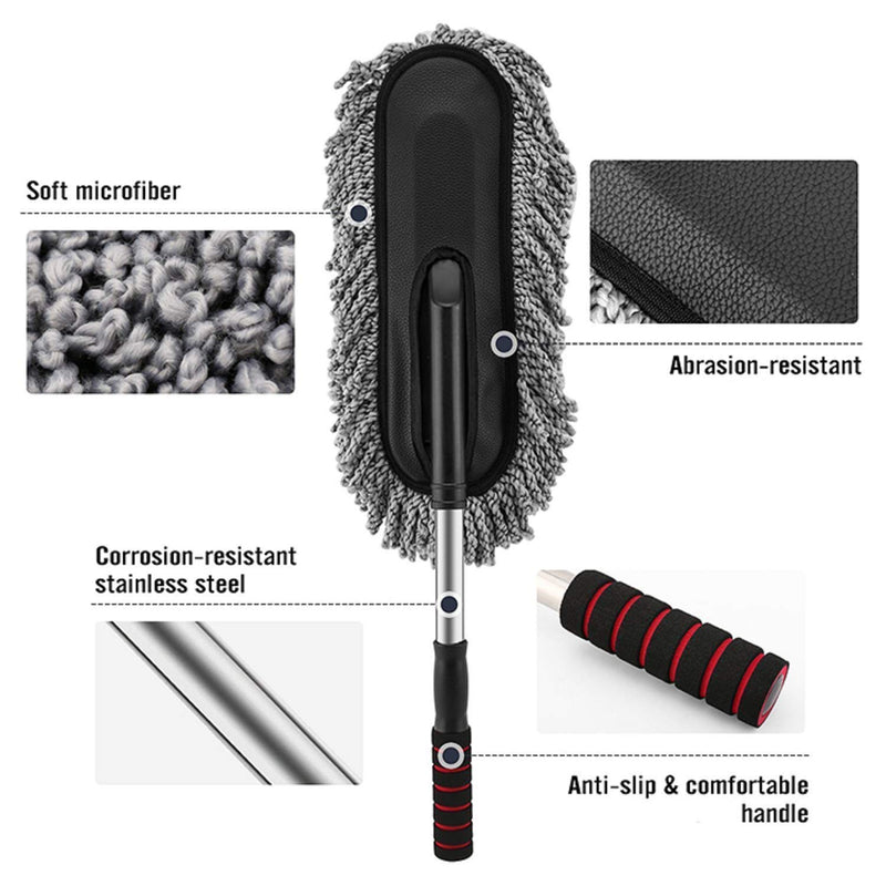 Multipurpose Microfiber Wash Brush With Long Retractable Soft Non-Slip handle For Car / Home