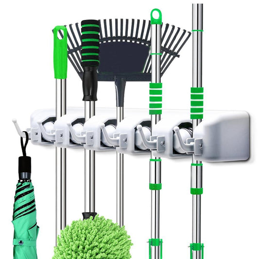 5 Layer Wall Mounted Mop & Broom Holder/Organizer