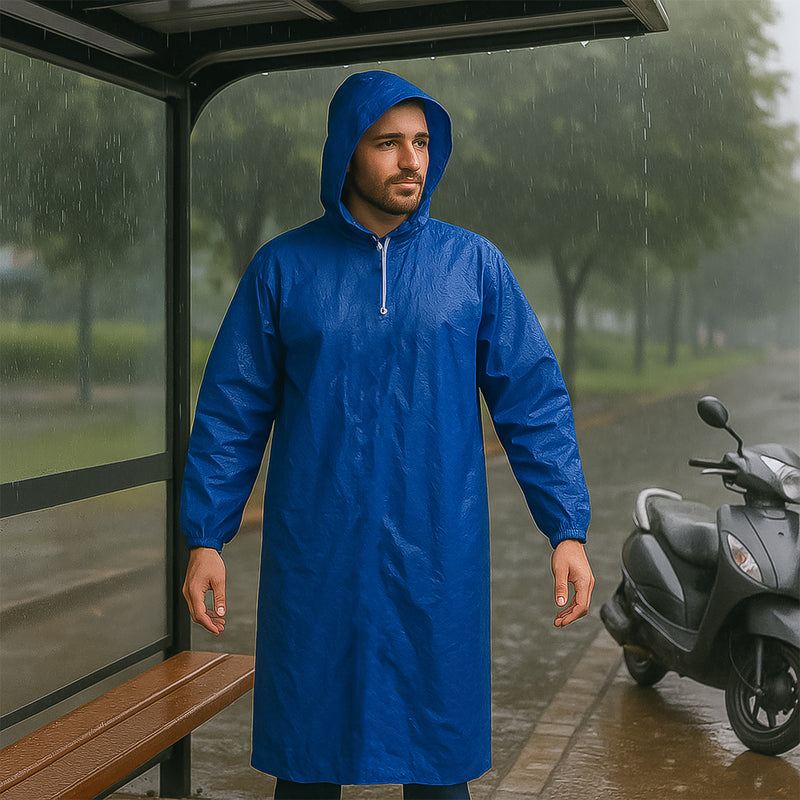 Large Durable Waterproof Hooded Raincoat For Men
