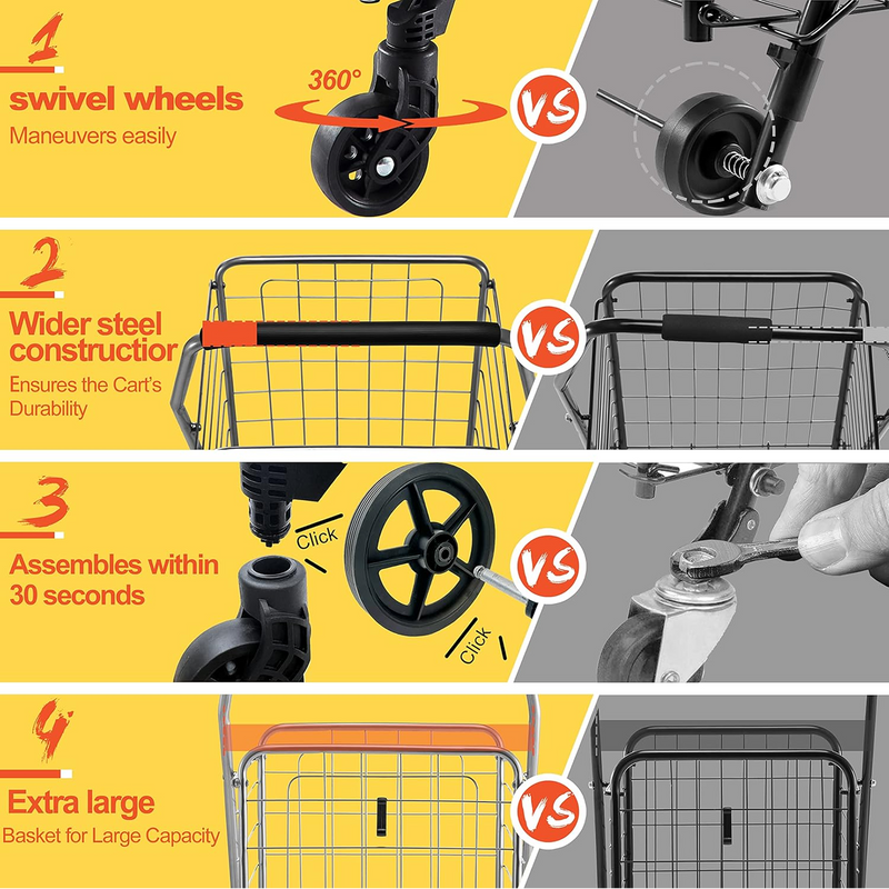 Foldable Shopping Trolley with Wheels ( MOQ :- 2 Pc)