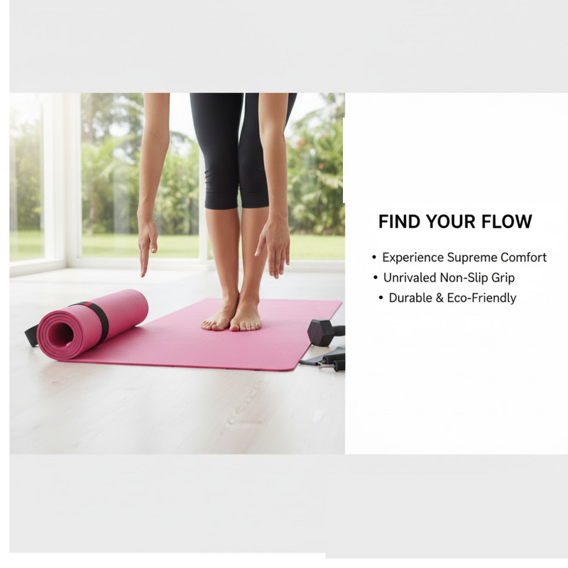 Yoga Mat Eco-Friendly for Fitness & Gym – Non-Slip Exercise Mat (180x60cm)