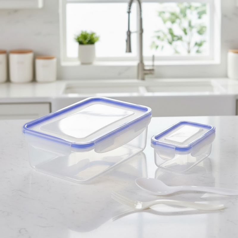 Multipurpose Air Tight 4 Side Lock Food Grade Lunch Box With Small Square Container