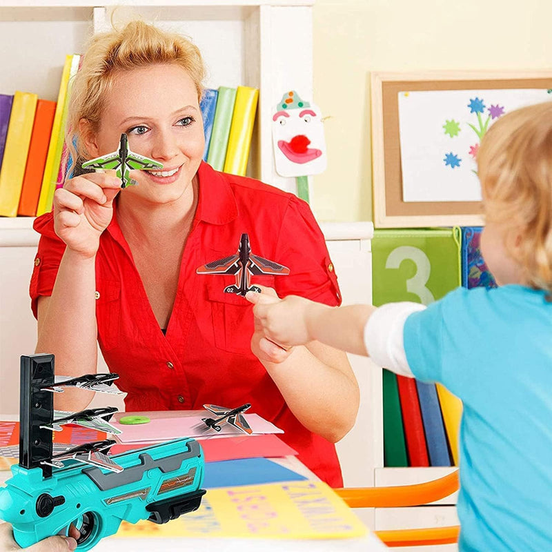 Airplane Launcher Gun Toy With Foam Glider Planes (5 Plane Include)