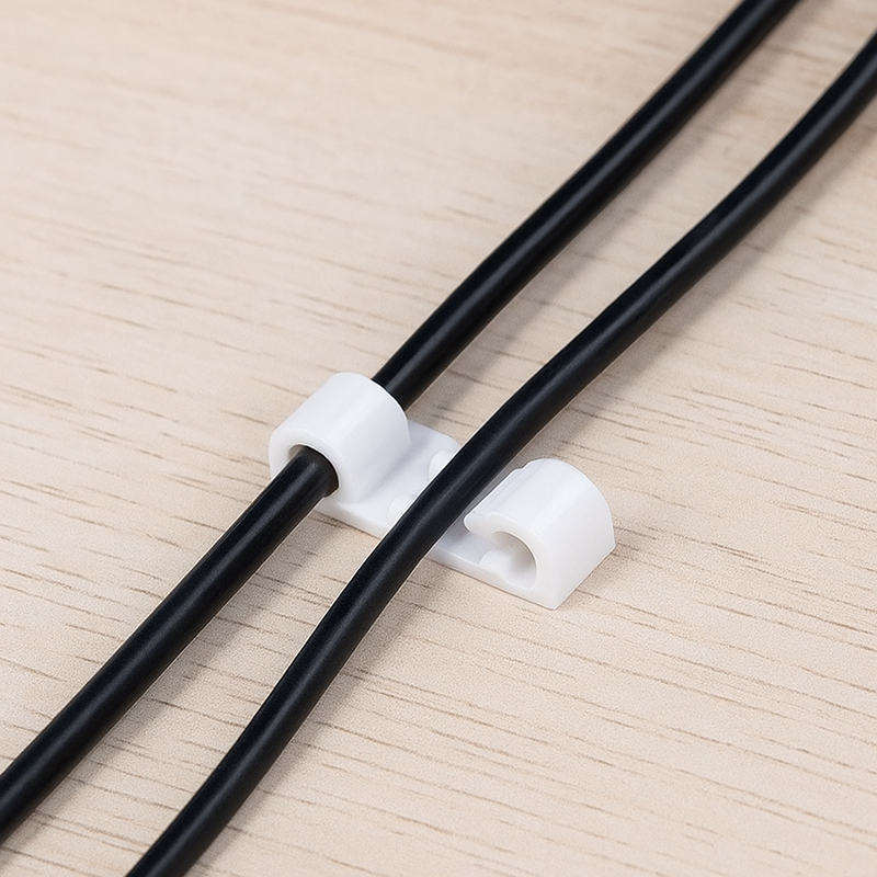 Self-Adhesive Cable Clips – Round Plastic Wire Holder for Cord Management (Pack of 20)