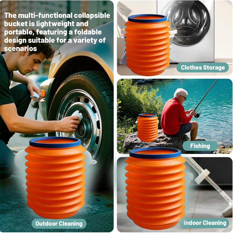 Foldable Storage Bucket – Water Container & Dustbin for Home, Car, Kitchen