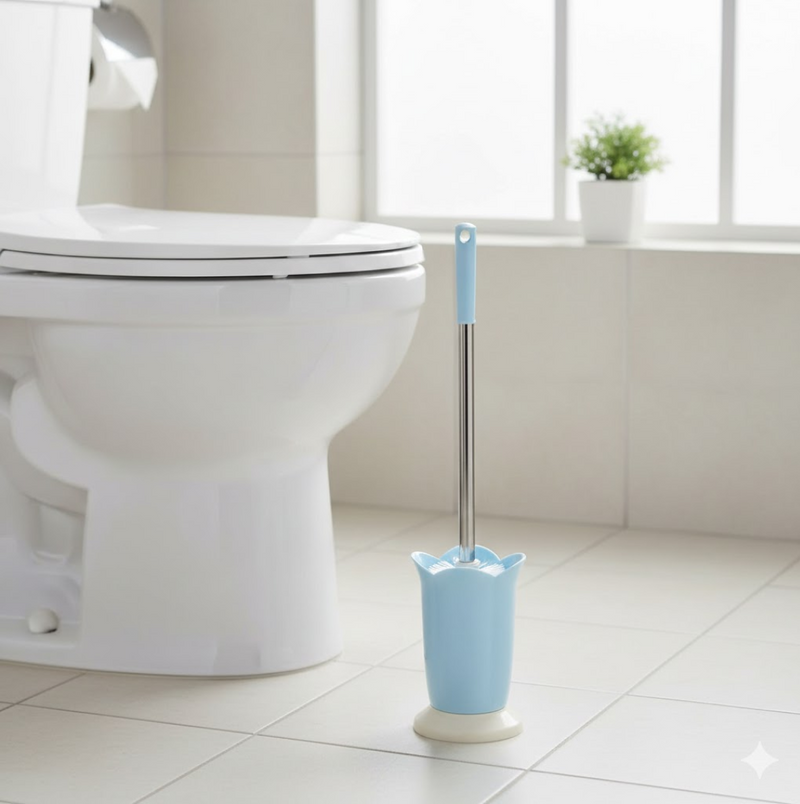 Toilet Plastic Brush with Holder Stand Western and Indian Toilet Bathroom Cleaning