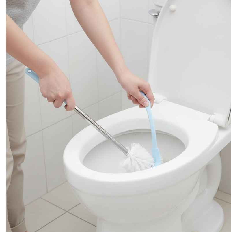 Toilet Plastic Brush with Holder Stand Western and Indian Toilet Bathroom Cleaning