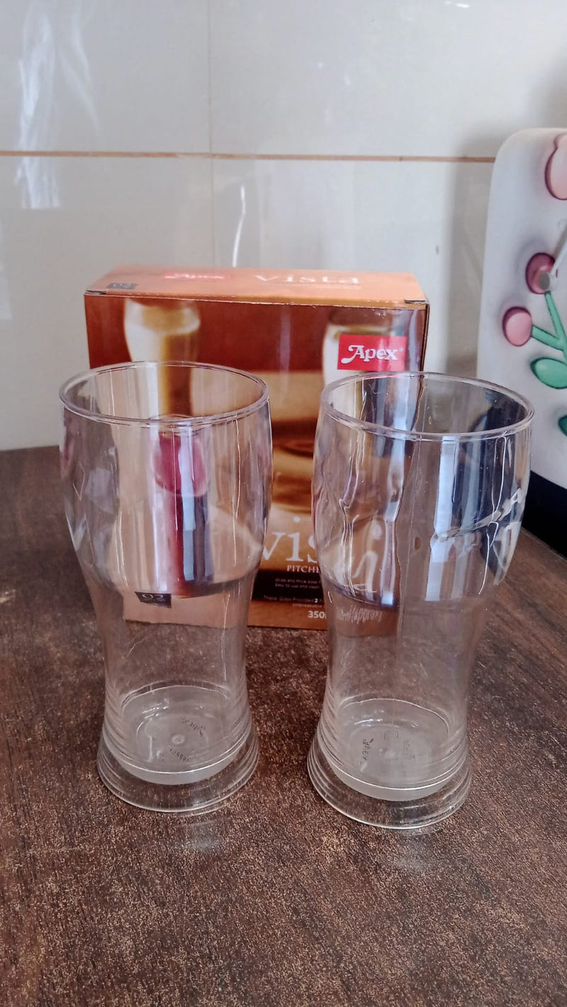 Apex Vista Unbreakable Pitcher Glass Set – 350 ML (Approx) | 2-Piece