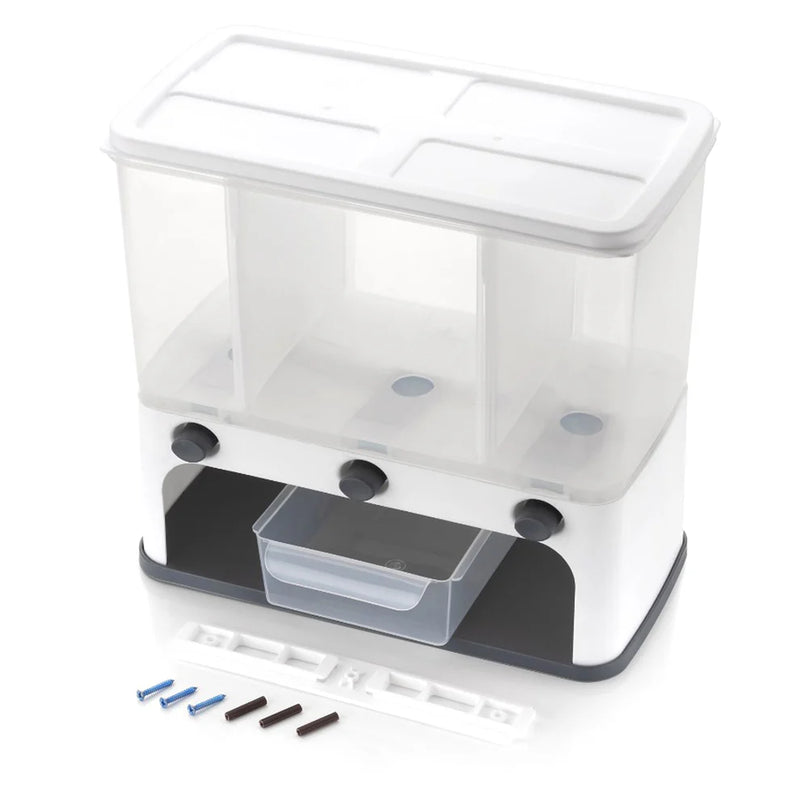 Easy Flow Cereal Dispenser For Kitchen / 3 In 1 Push Button Wall Mount Container
