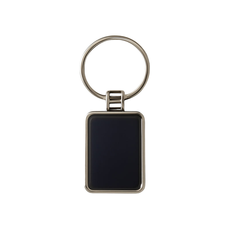 Premium Rectangular Black  Silver Metal Keychain (1 Pc)