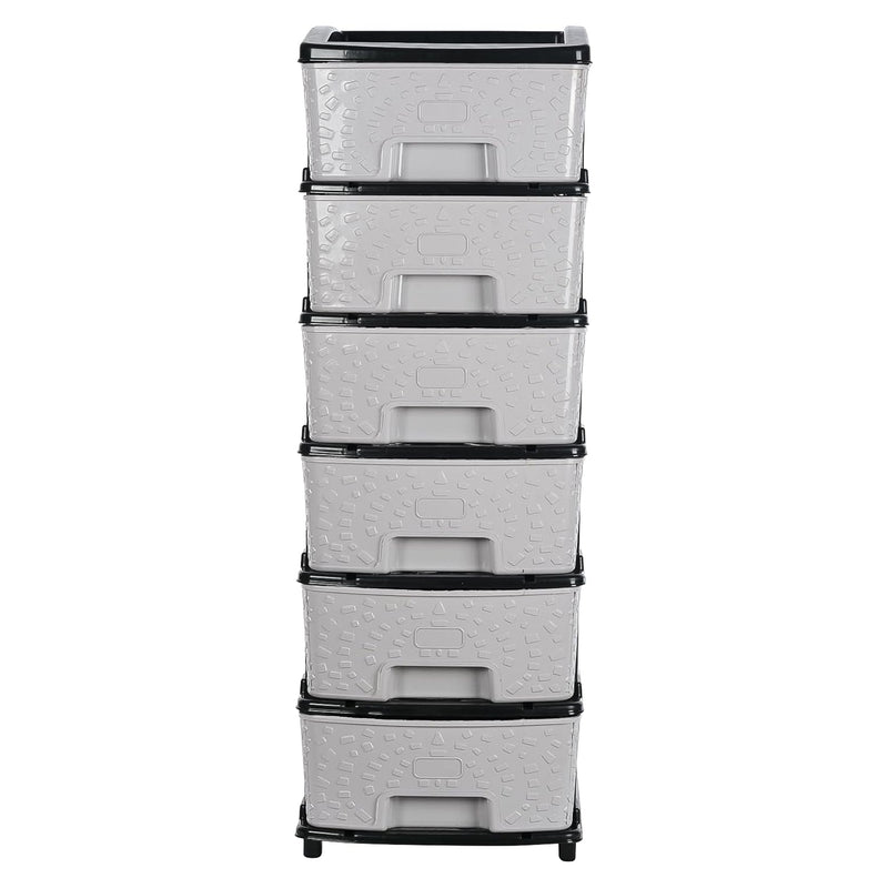 6 Layer Plastic Organizer Cabinet With Stone Texture Drawers