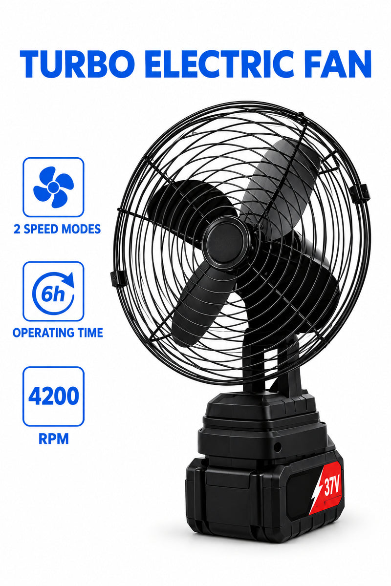 Lithium Battery Fan 48V Portable – Metal Blades, Low Noise