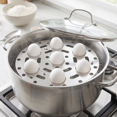 Stainless Steel Round Egg Steamer Rack Folding Trivet Stand For Pot (1 Pc)