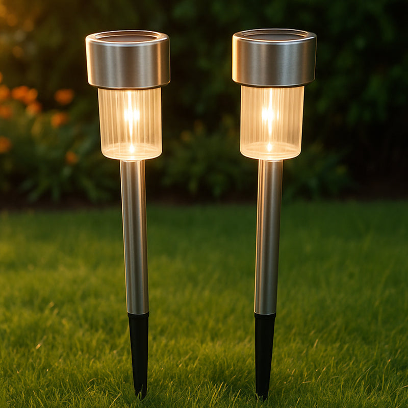 Solar-powered Stainless Steel Garden Pathway Lights 31x4 Cm (Set of 2)