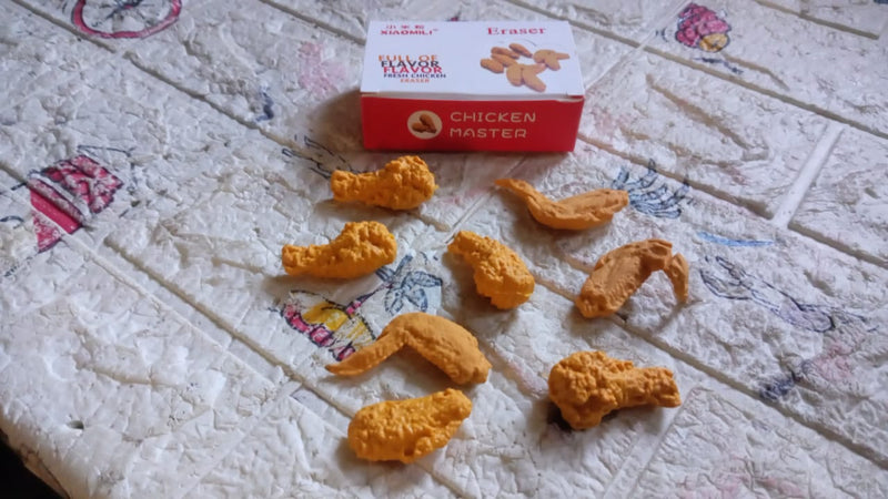 Cute Chicken Wing & Leg Erasers for Kids & Students (8 Pc Set)