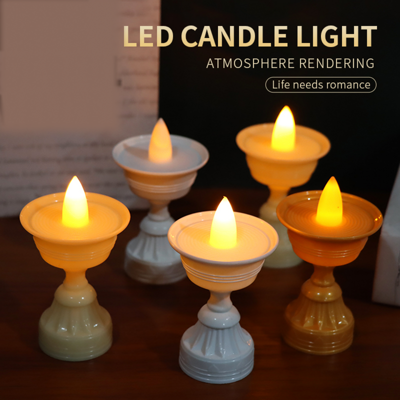 Set of 12 White Water Sensor LED Diyas
