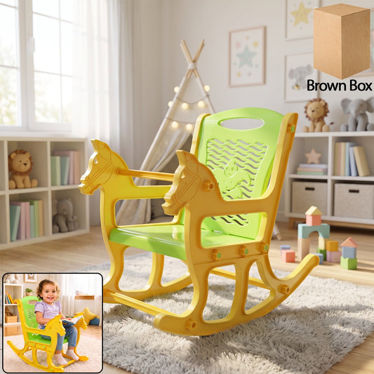 Kids Plastic Horse Rocking Chair Baby Rocker Seat With Backrest (1 Pc)