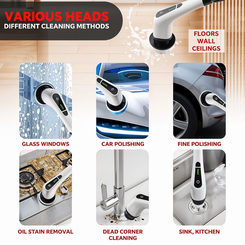 7-in-1 Electric Spin Scrubber / Cleaning Brush With Extension Handle