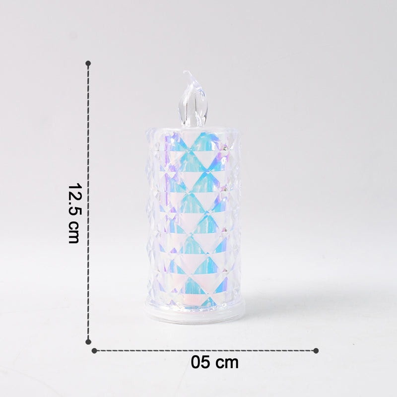 Decorative Led Candle Lights With Holographic Finish (2 Pc  Set)