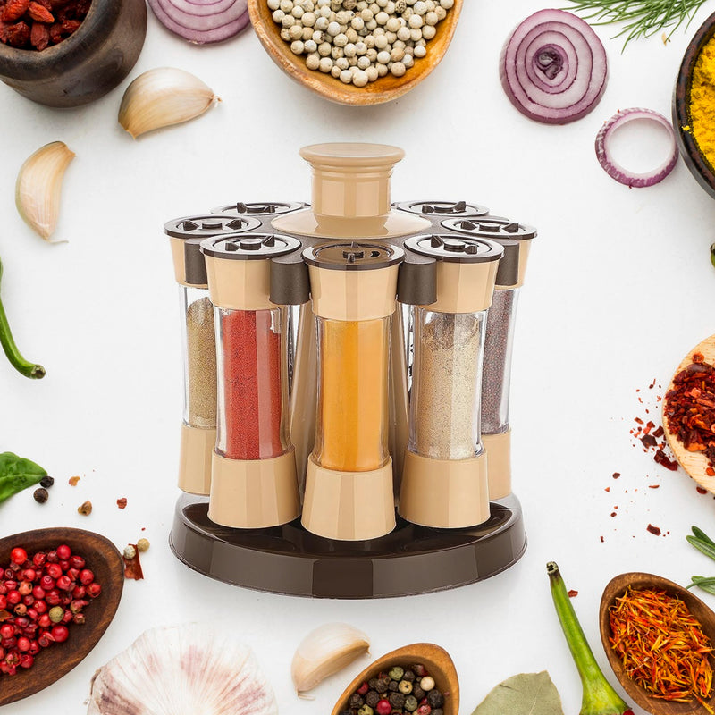 360 Revolving Spice Rack For Kitchen And Dining Table, 8 Spice Jars