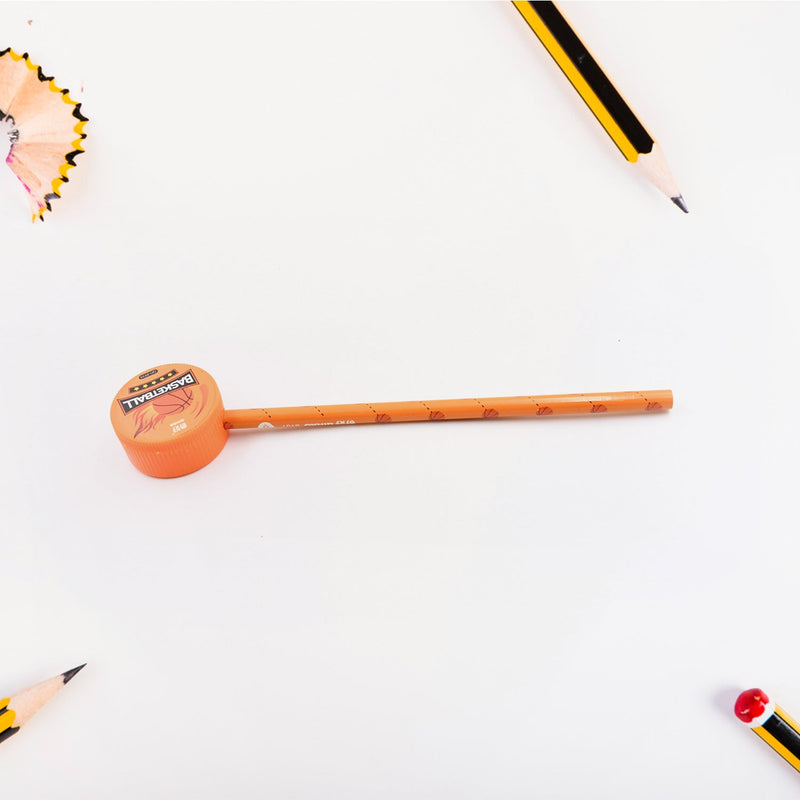 Football & Basketball Stationery Kit – Pencil, Sharpener & Eraser (Birthday Gift)