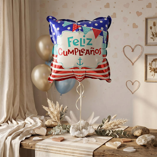 Square Feliz Cumpleanos Birthday Foil Balloon For Decoration (1 Pc)
