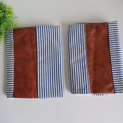 Leather & Cotton Cushion Pillow Covers, (2 Pc)