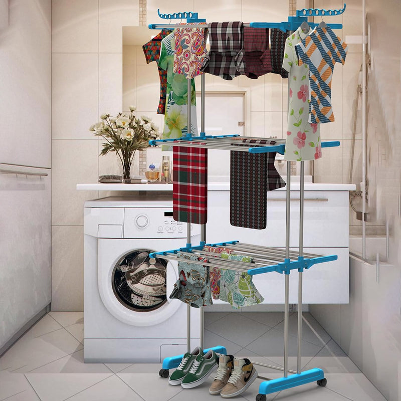 Stainless Steel 3 Layer Foldable Cloth Drying Stand (1 Set)
