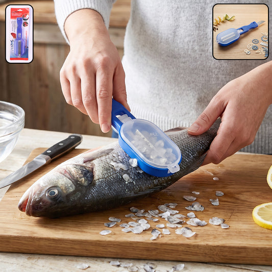 Fish Scaler Scraper With Lid Scale Remover Skin Cleaner For Kitchen (1 Pc)