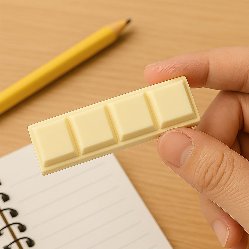 3D Chocolate Shaped Soft Pencil Erasers for Kids School Rewards (1 Pc 4 Grid)