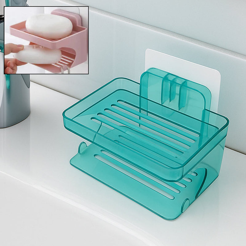 Wall Mounted 2 Layer Soap Holder with Hook (2 Layer 1 Pc)