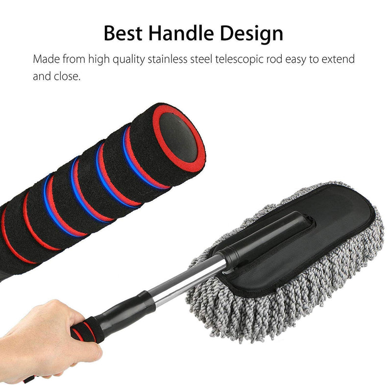 Multipurpose Microfiber Wash Brush With Long Retractable Soft Non-Slip handle For Car / Home