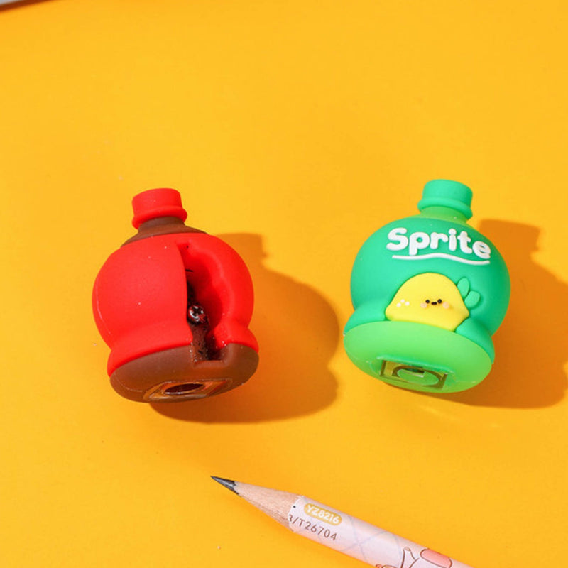 2-in-1 3D Cold Drink Bottle Shape Rubber Pencil Sharpener and Eraser Set(24 Pcs Set )
