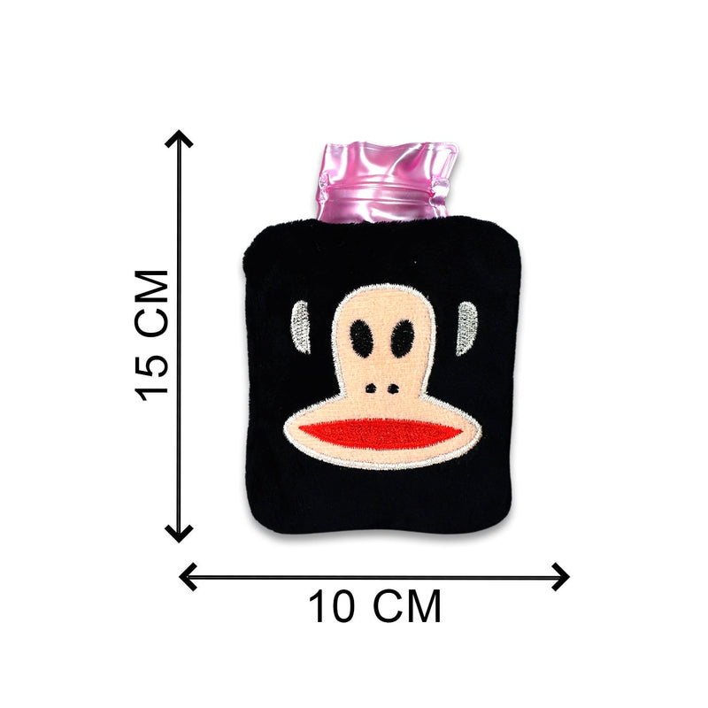 Black Small Hot Water Bag with Cover for Pain Relief
