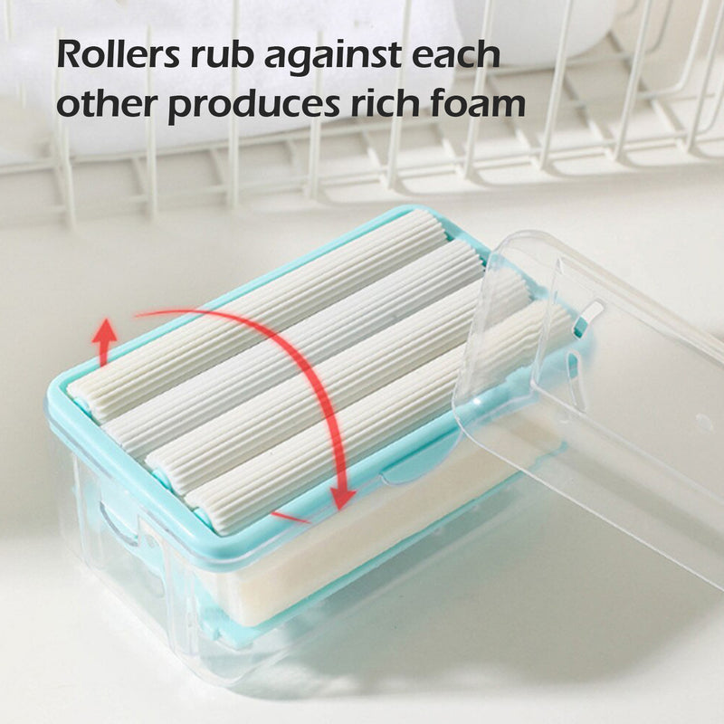 2-in-1 Portable Soap Dish / Soap Dispenser With Roller And Drain Holes