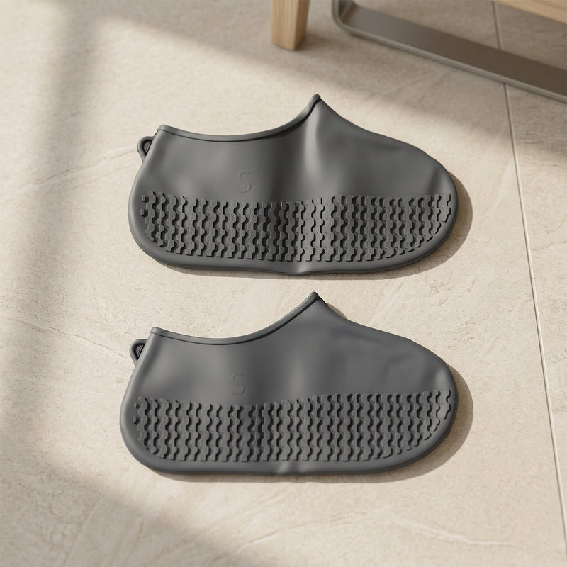 Reusable Waterproof Silicone Rain Shoe Cover Grey Small Non Slip (1 Pair)