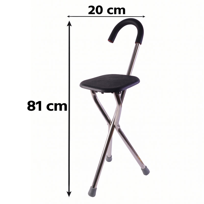 Folding Walking Stick With Seat 3 Leg Cane Stool Chair Support Stand (1 Pc)